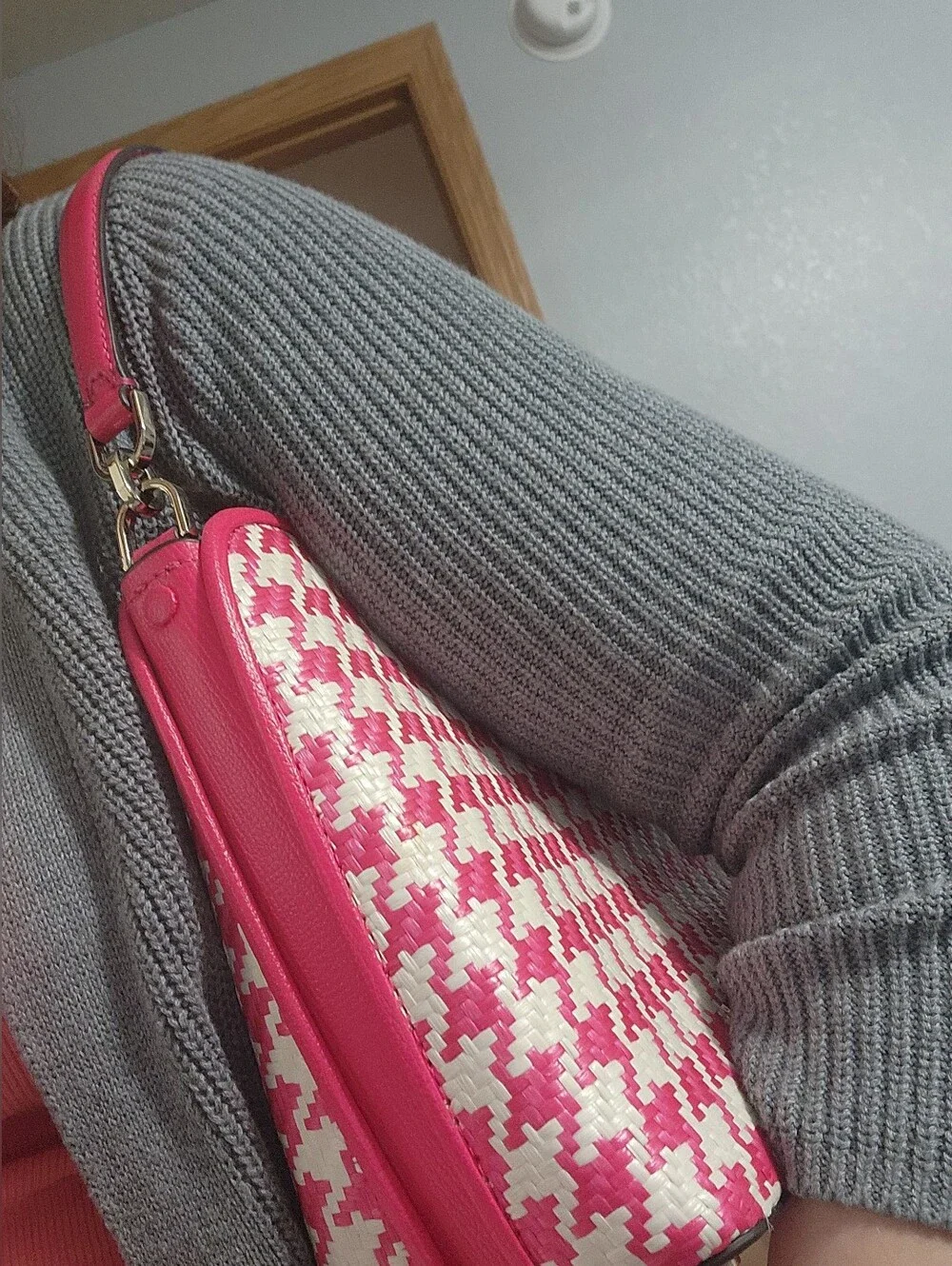 kate spade Pink & Cream Woven Shoulder Bag